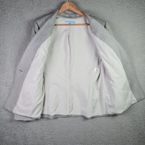 Antonio Melani Light Grey Herringbone Blazer 14 Single Button Career Tailored - Picture 9 of 12